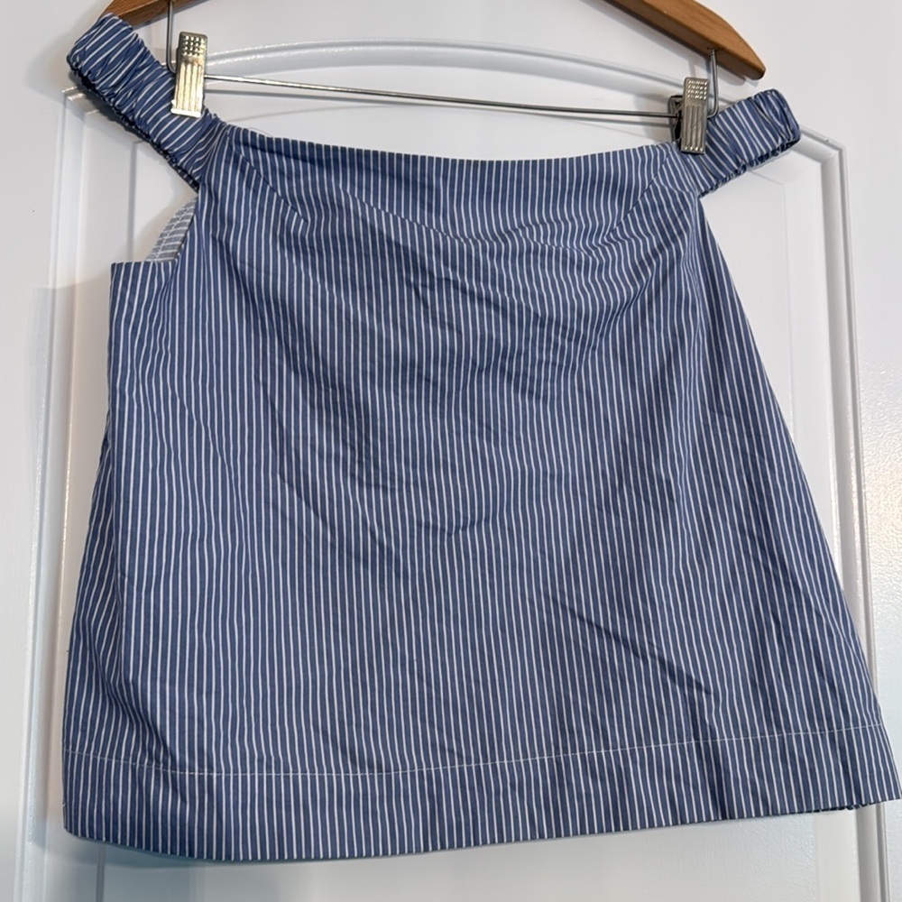 Cotton On Blue and White Striped Off The Shoulder Blouse Size Small - Picture 2 of 4